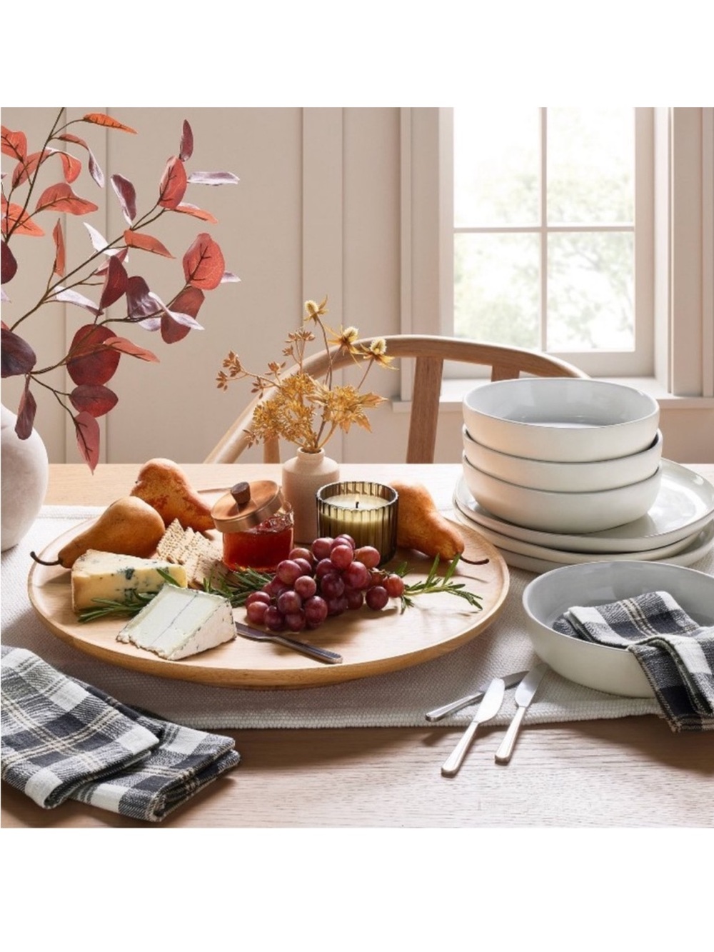 NWT Hearth & Hand Wood Pedestal Lazy Susan